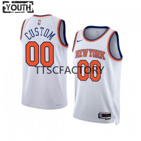 Maillot Basket Enfant New York Knicks Personnalisé Nike 2022-23 Association Edition Blanc Swingman